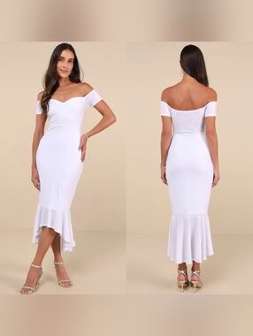 lulus party in paris dress White Print Midi Dress - Tie-Strap Midi Dress - Sweetheart Midi